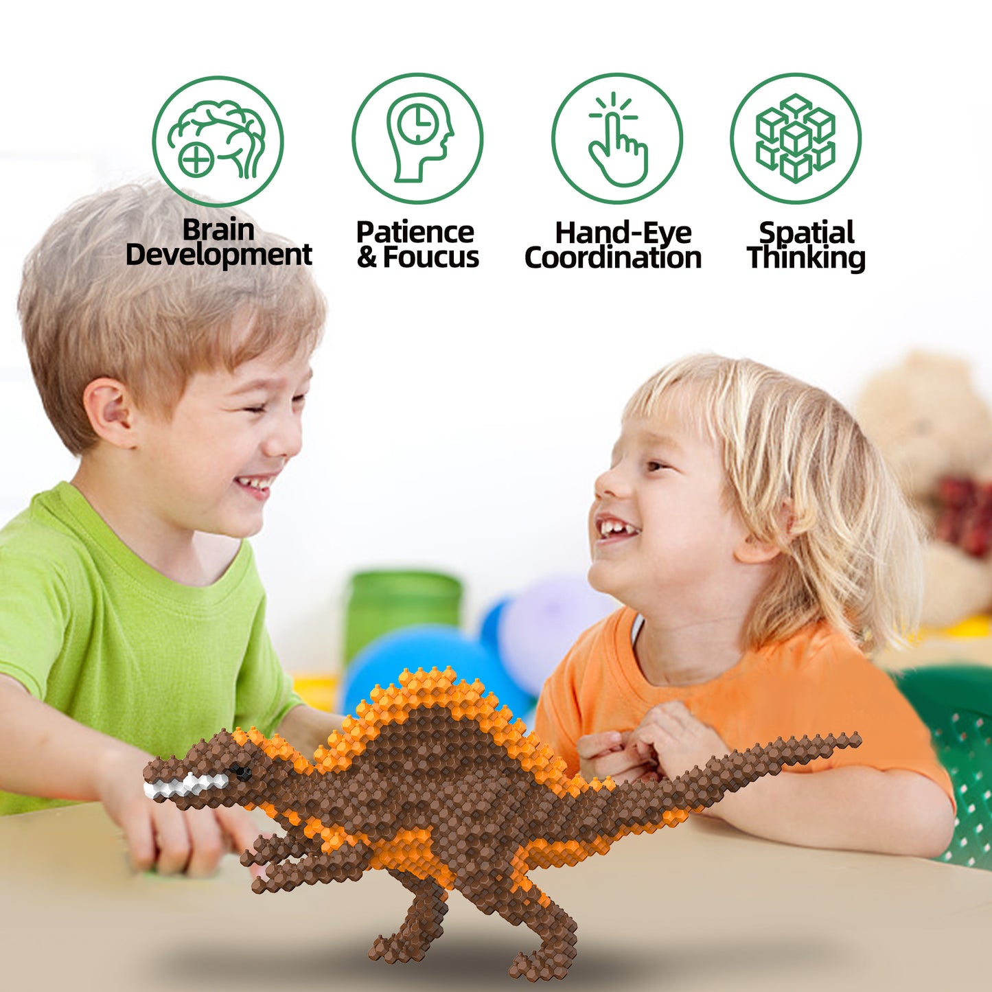 KADELE Fun Dinosaur Building Set 418PCS, Spinosaurus Creative Educational Toys Boys Girls 8+, Animal Figures Building Kit Model Jurassic Dino Blocks Toy Dispaly Present for Kids & Adults