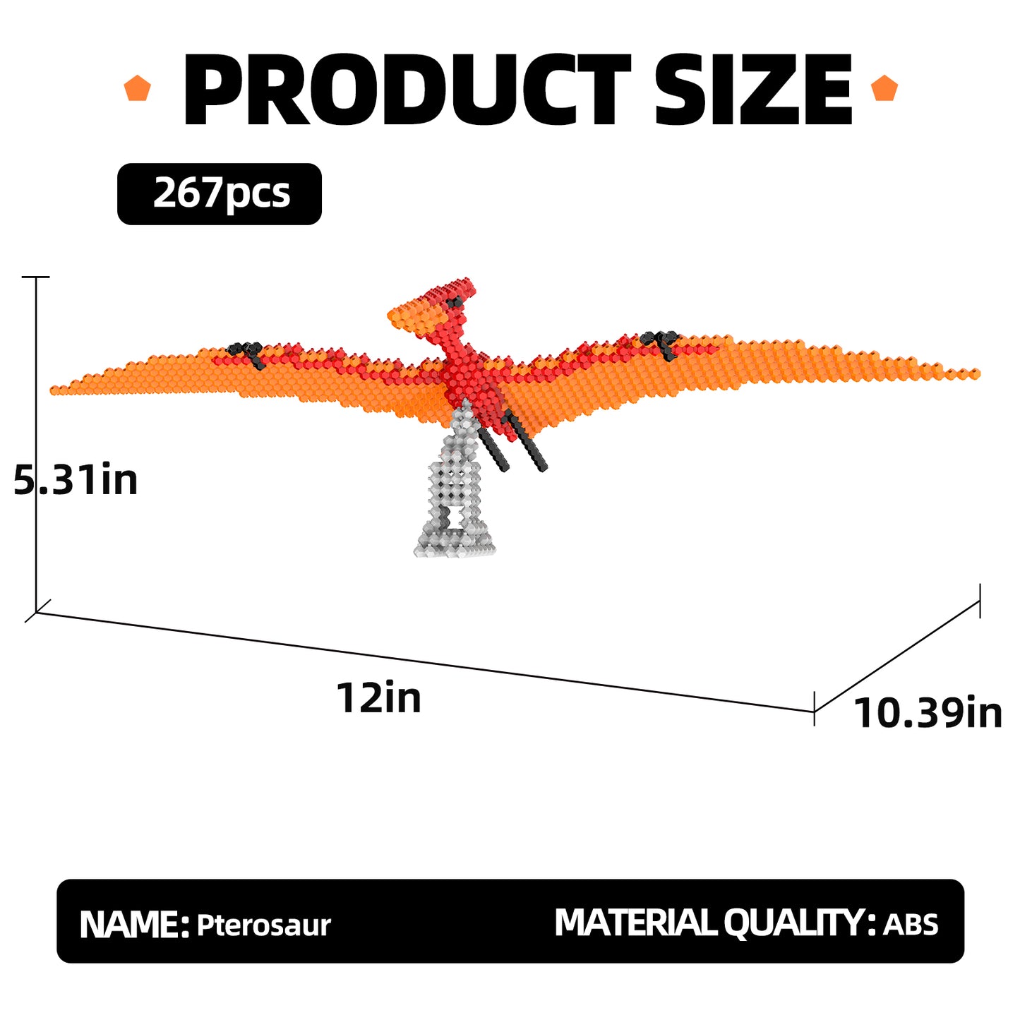KADELE Fun Dinosaur Building Set 267PCS, Pterosaur Creative Educational Toys Boys Girls 8+, Animal Figures Building Kit Model Jurassic Dino Blocks Toy Dispaly Present for Kids & Adults