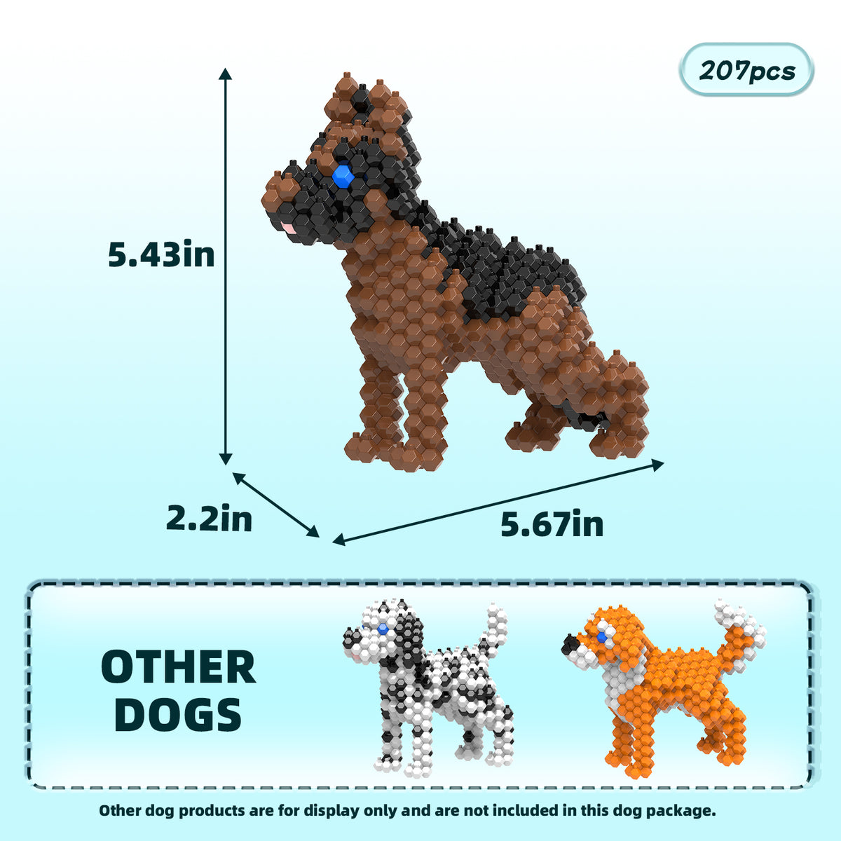 KADELE Dog Building Animal Sets, Extremely Challenging STEM Building Blocks Decor for Adults Kids, Micro 3D Educational Toys for Boys Girls Ages 12 and Up,German Shepherd