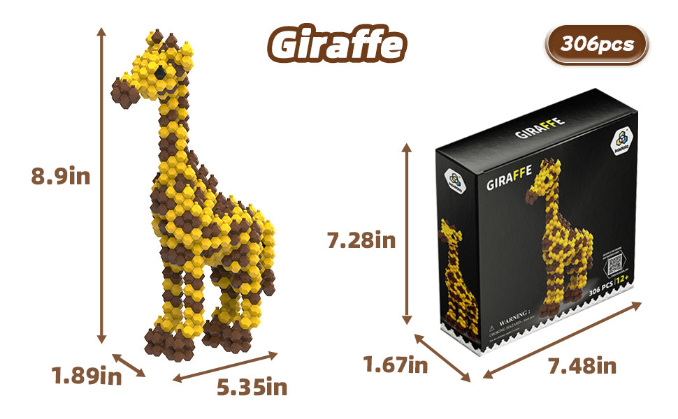 KADELE Giraffe Building Set 306PCS - Challenging Assembly Puzzle for Teens & Adults 12+, STEM Educational Toy & Creative Home Decoration Gift