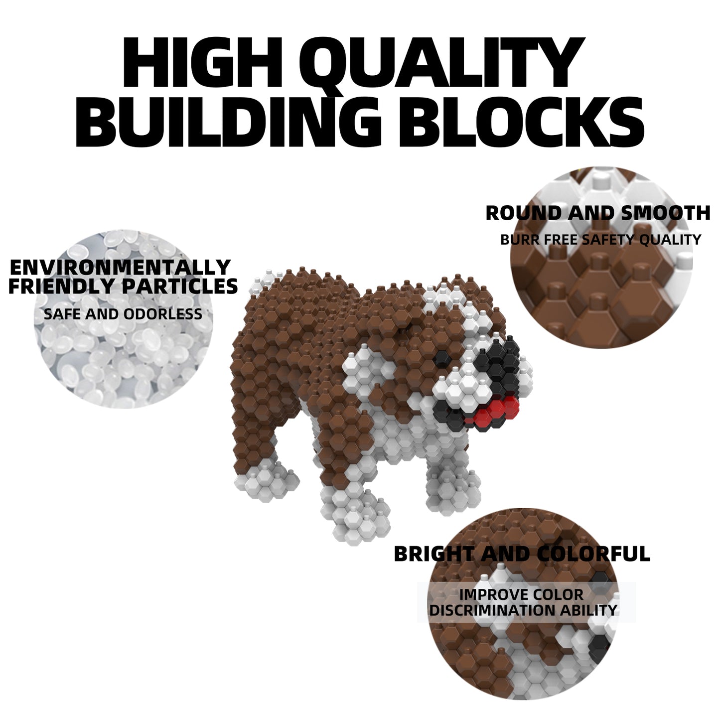 KADELE Ensemble de construction de chien mignon, blocs de construction STEM extrêmement difficiles pour adultes et enfants, jouets éducatifs micro 3D pour garçons et filles à partir de 8 ans, bouledogue 