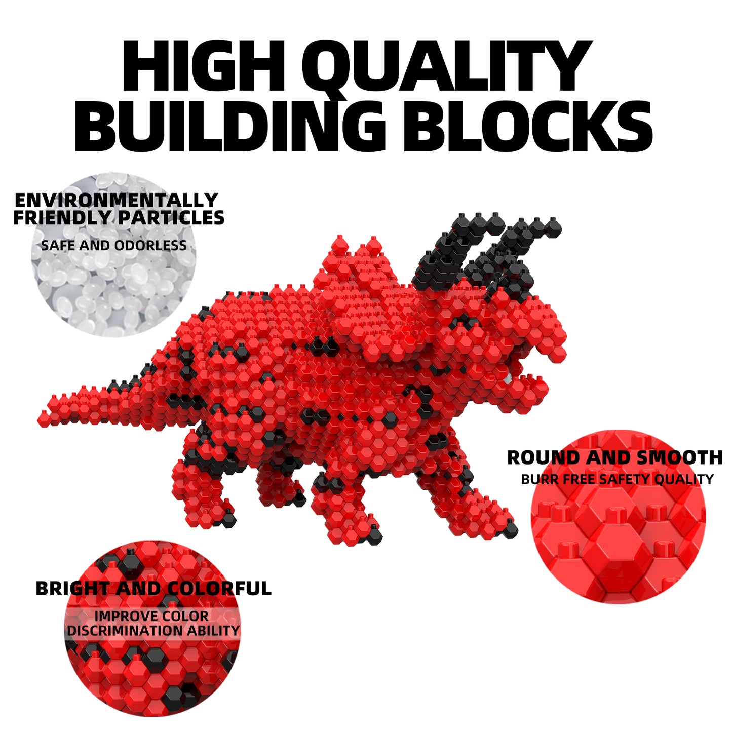 KADELE Fun Dinosaur Building Set 519 PCS,Triceratops Creative Educational Toys Boys Girls 8+, Animal Figures Building Kit Model Jurassic Dino Blocks Toy Dispaly Present for Kids Adults