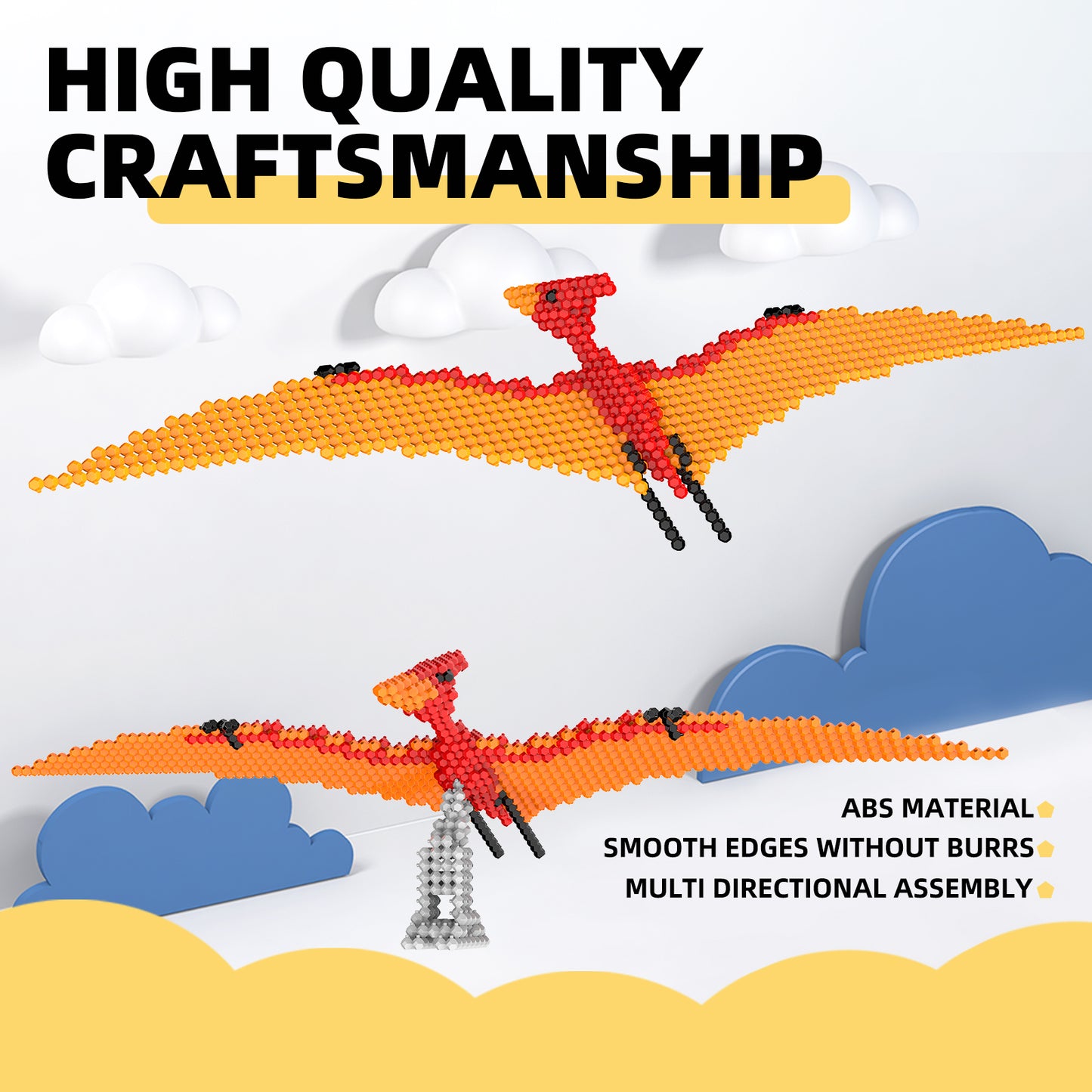 KADELE Fun Dinosaur Building Set 267PCS, Pterosaur Creative Educational Toys Boys Girls 8+, Animal Figures Building Kit Model Jurassic Dino Blocks Toy Dispaly Present for Kids & Adults
