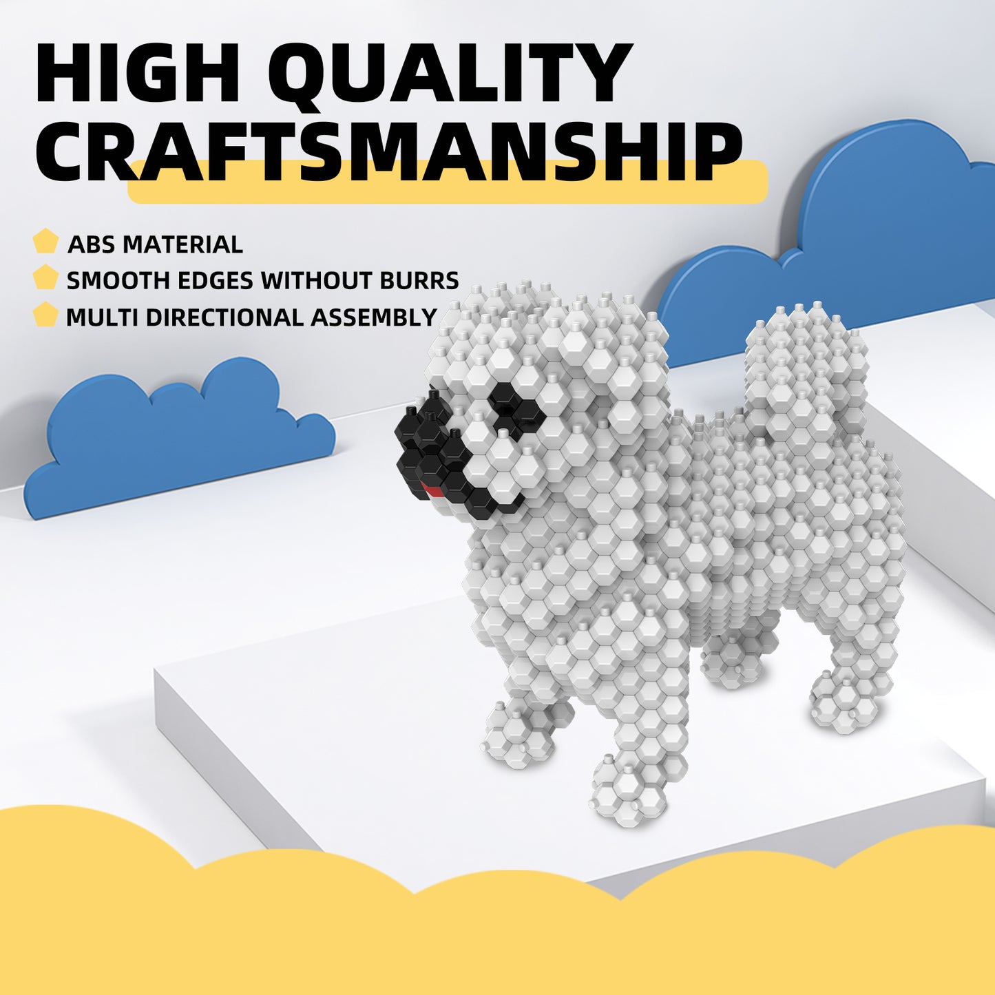 KADELE Ensemble de construction de chien mignon, blocs de construction STEM extrêmement difficiles pour adultes et enfants, micro jouets éducatifs 3D pour garçons et filles de 8 ans et plus, pékinois (421 pièces) 