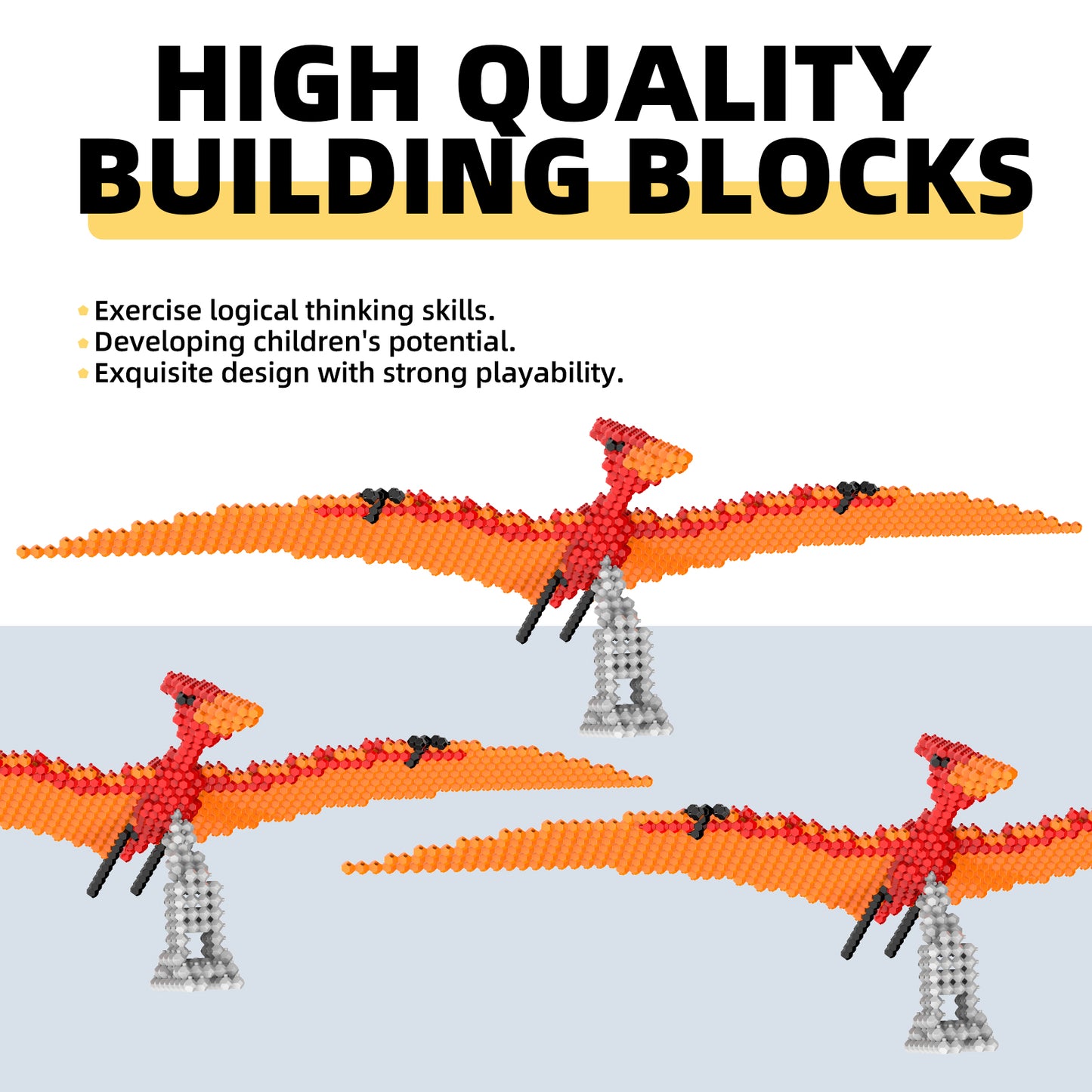 KADELE Fun Dinosaur Building Set 267PCS, Pterosaur Creative Educational Toys Boys Girls 8+, Animal Figures Building Kit Model Jurassic Dino Blocks Toy Dispaly Present for Kids & Adults