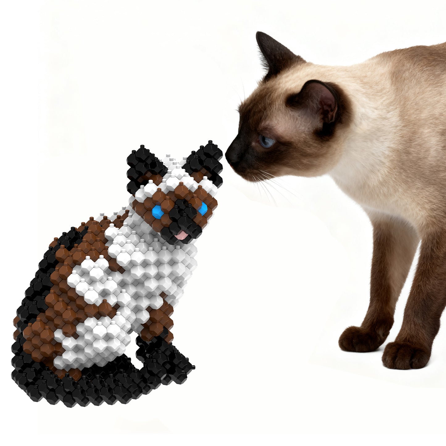 KADELE Cat Building Animal Sets, 370 Pieces Extremely Challenging STEM Building Blocks Decor for Adults Kids, Micro 3D Educational Toys for Boys Girls Ages 12 and Up, Siamese Cat