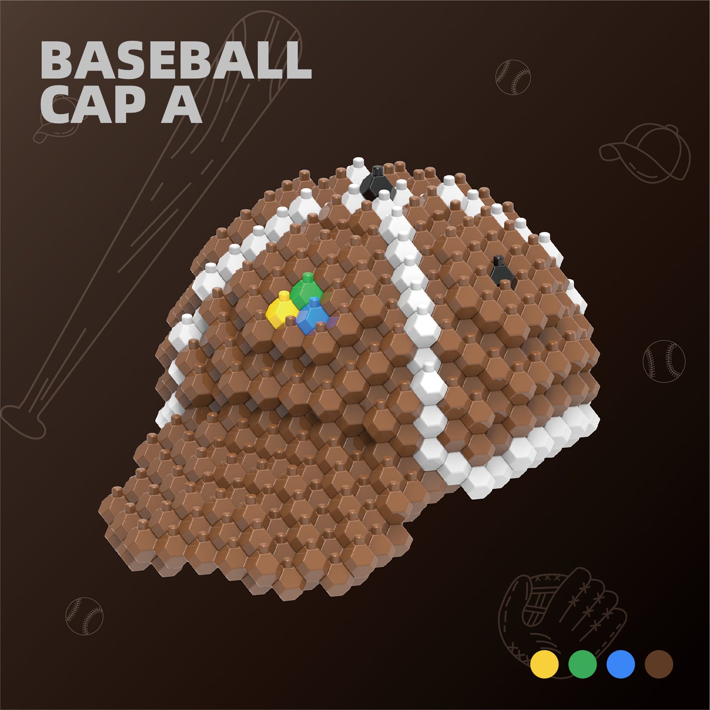 Baseball Cap Block Set, Adults challenging STEM Block Decorations, Miniature 3D Educational Toys for Ages 14 and Above