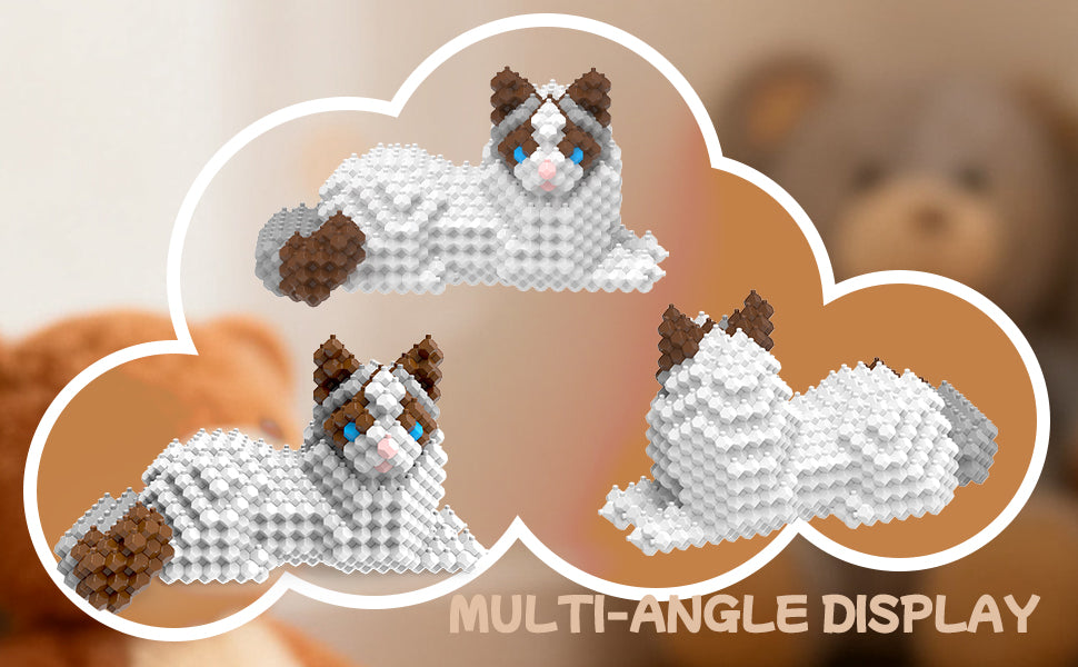 KADELE Ragdoll Building Animal Sets, Extremely Challenging STEM Building Blocks Decor for Adults Kids, Micro 3D Educational Toys for Boys Girls Ages 12 and Up, 347 Pieces