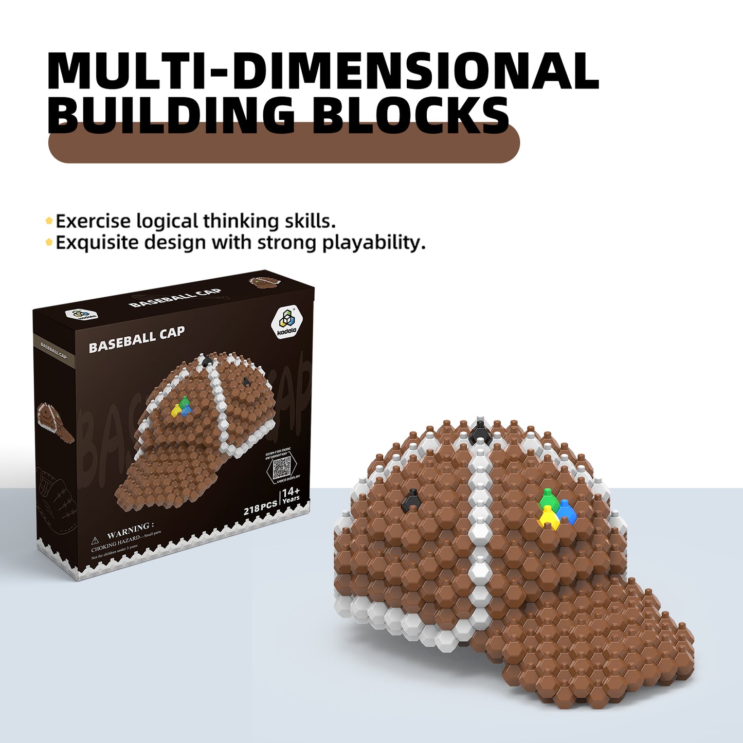 Baseball Cap Block Set, Adults challenging STEM Block Decorations, Miniature 3D Educational Toys for Ages 14 and Above