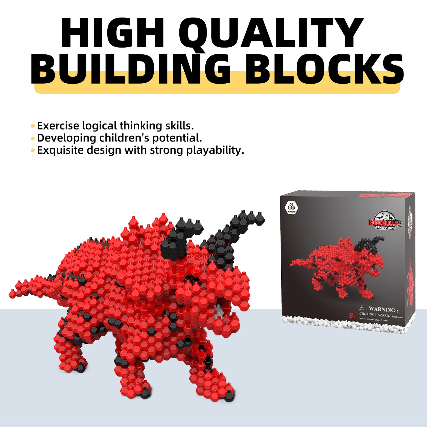 KADELE Fun Dinosaur Building Set 519 PCS,Triceratops Creative Educational Toys Boys Girls 8+, Animal Figures Building Kit Model Jurassic Dino Blocks Toy Dispaly Present for Kids Adults