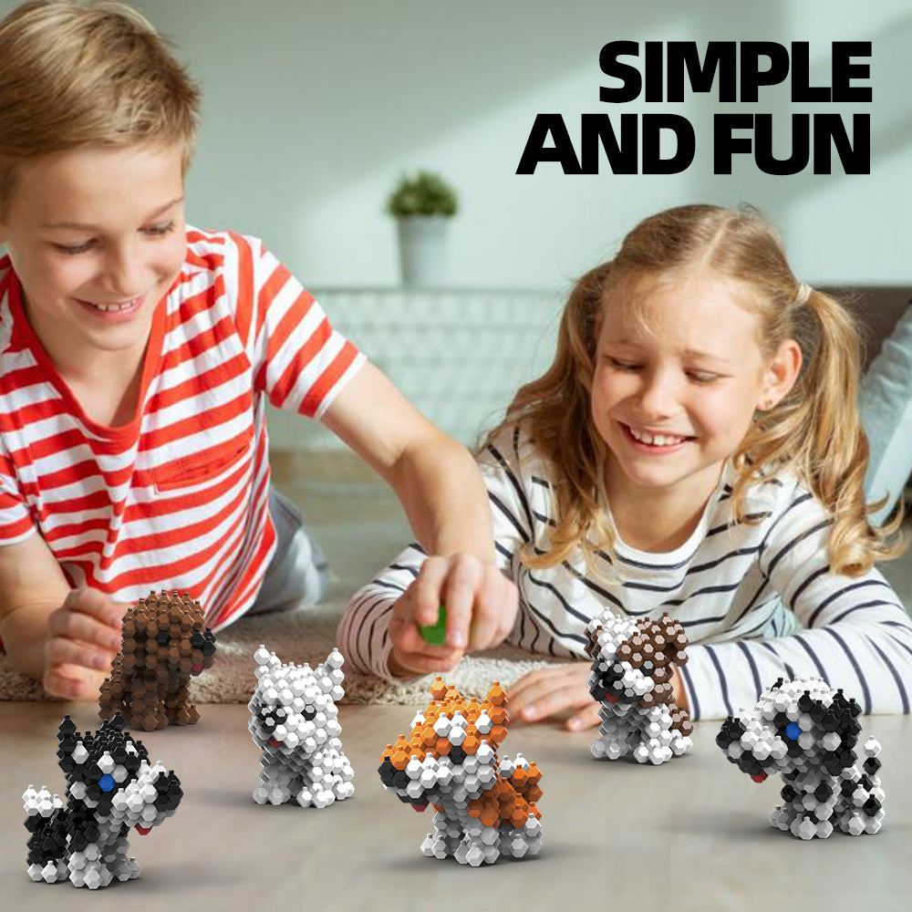 KADELE Ensemble de construction de chiens mignons, blocs de construction STEM extrêmement difficiles pour adultes et enfants, jouets éducatifs micro 3D pour garçons et filles de 8 ans et plus, 6 chiens mignons (568 pièces) 
