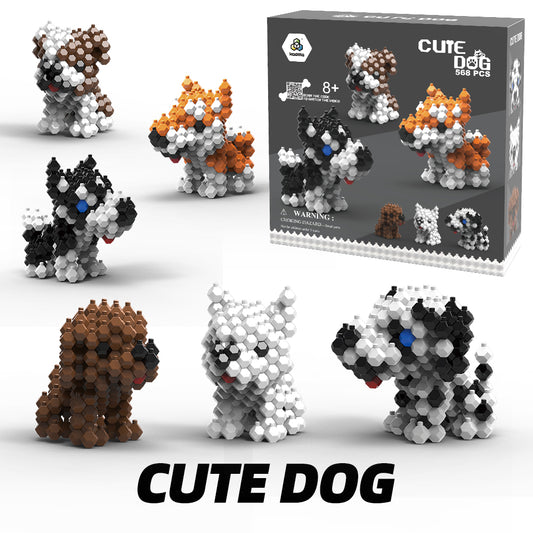 KADELE Ensemble de construction de chiens mignons, blocs de construction STEM extrêmement difficiles pour adultes et enfants, jouets éducatifs micro 3D pour garçons et filles de 8 ans et plus, 6 chiens mignons (568 pièces) 