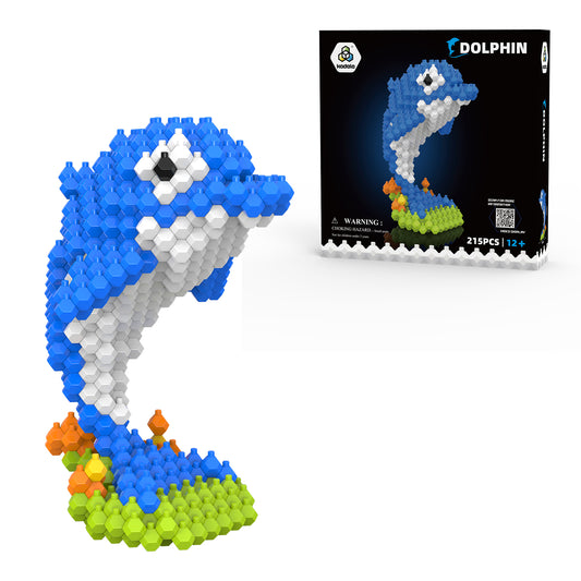 KADELE Dolphin Building Block Toy, 215 Piece Challenging STEM Block Decoration Experience, Durable ABS Miniature 3D Model for Ages 12+ & Stress-Relief Hobby for Teens and Adults