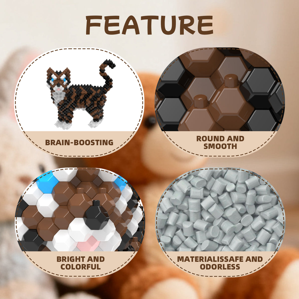 KADELE Cute Cat Building Animal Sets, Extremely Challenging STEM Building Blocks Decor for Adults Kids, Micro 3D Educational Toys for Boys Girls Ages 12 and Up, Dragon Li, 608 Pieces