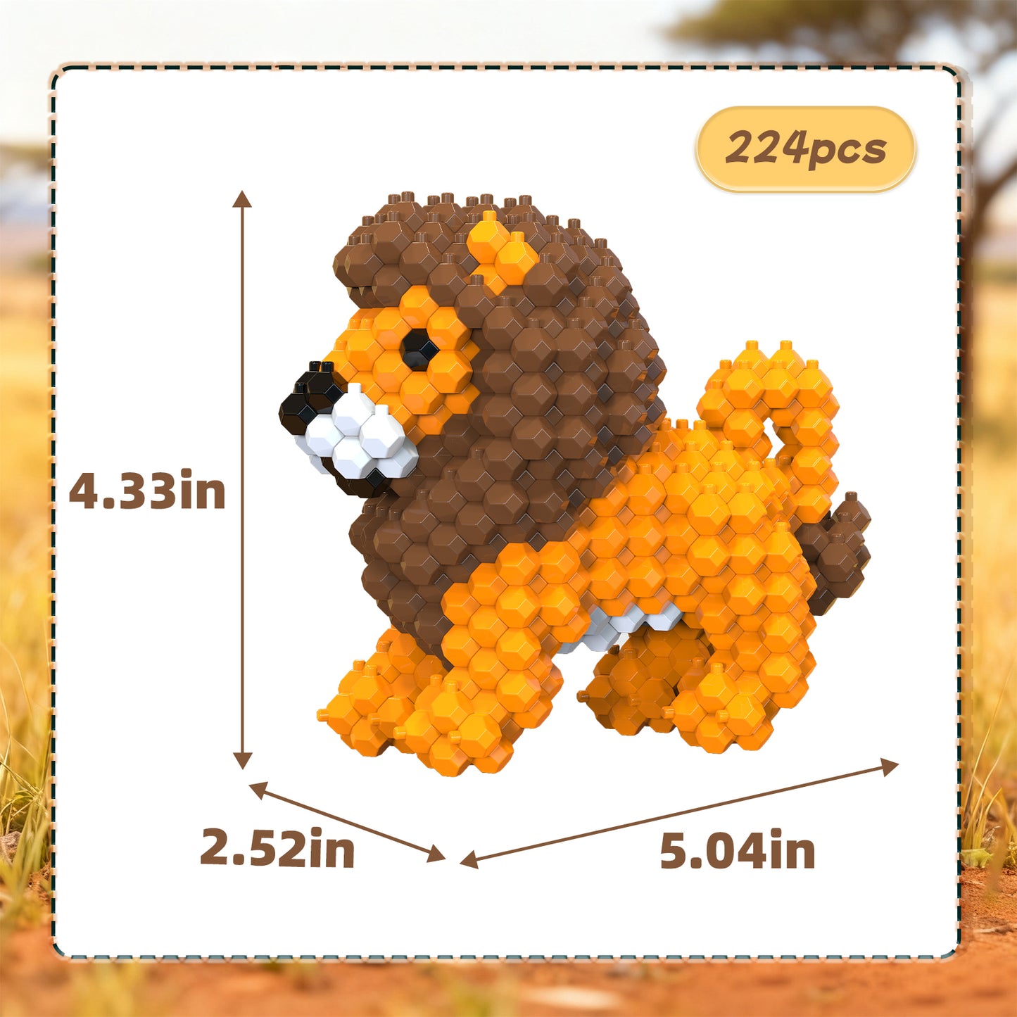 KADELE Lion Building Animal Sets, Extremely Challenging STEM Building Blocks Decor for Adults Kids, Micro 3D Educational Toys for Boys Girls Ages 12 and Up, 224 Pieces