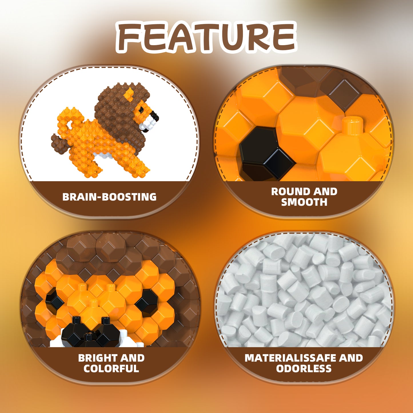 KADELE Lion Building Animal Sets, Extremely Challenging STEM Building Blocks Decor for Adults Kids, Micro 3D Educational Toys for Boys Girls Ages 12 and Up, 224 Pieces