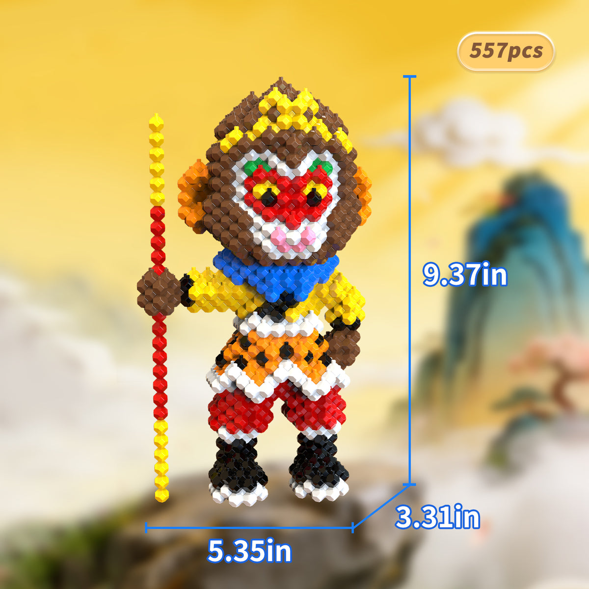 KADELE Monkey King Building Blocks Set - Chinese Mythology Figure, Challenging Assembly Puzzle, STEM Educational Toy for Teens & Adults 14+, 557PCS