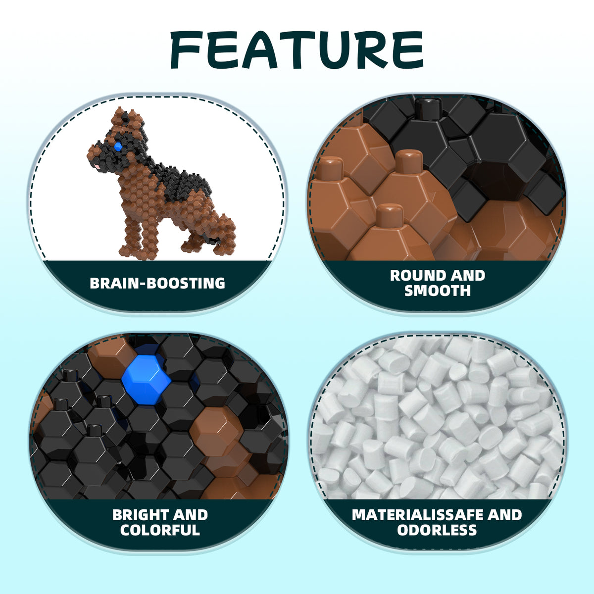 KADELE Dog Building Animal Sets, Extremely Challenging STEM Building Blocks Decor for Adults Kids, Micro 3D Educational Toys for Boys Girls Ages 12 and Up,German Shepherd
